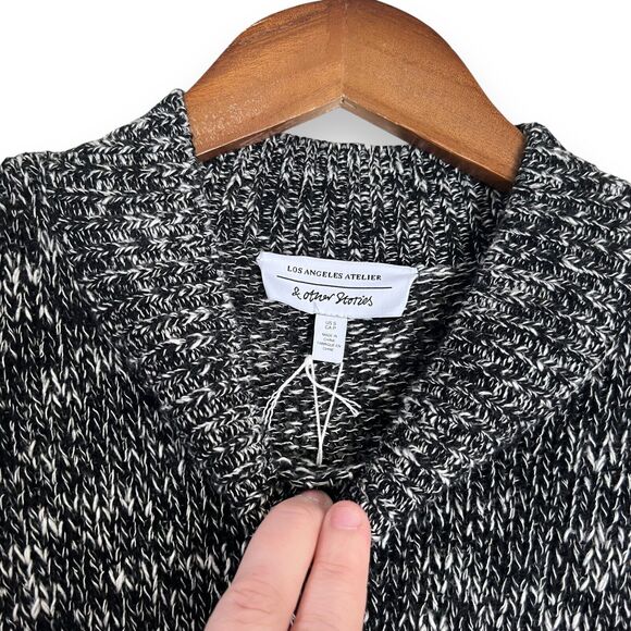 & Other Stories Black Knitted Side Slit Midi Sweater Dress Size S Mock Neck NWT - Picture 5 of 12